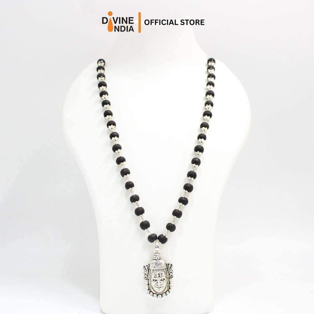 จี้เงินเยอรมัน Mahakarl Malai Ebony Wood 8 MM สร้อยคอลูกปัด Mahakal Kaali Malai