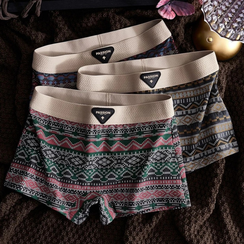 ชุด 3 แพ็คสุภาพสตรีกางเกงผ้าฝ้าย Original Vintage พิมพ์นุ่มยืด Tagless Comfort สําหรับผู้หญิง
