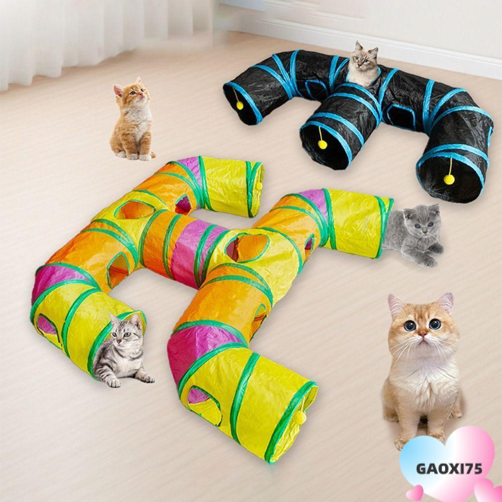 GOXI75 Cat Nest, การฝึกอบรม Interactive Breathable Cat Tunnel Tube,แบบพกพาโพลีเอสเตอร์ + ลวดเหล็กพับสัตว์เลี้ยงสนุกเล่นของเล่นแมว