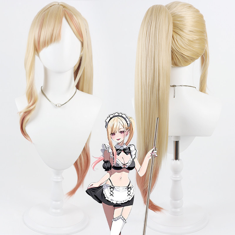 My Dress-Up Darling Marin Kitagawa Cosplay Wig Simulated Scalp Split Ponytail Halloween Cos Prop