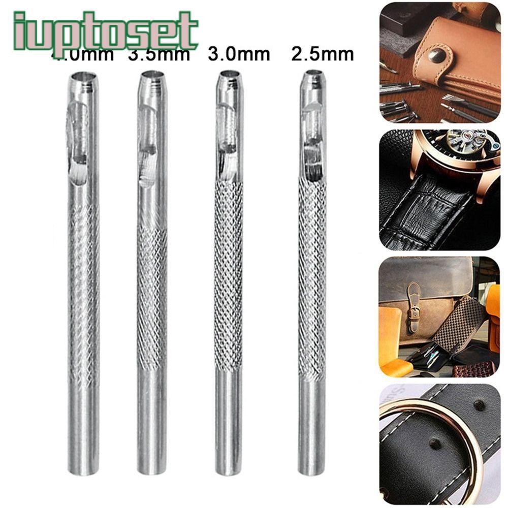 IUPTOSET Corn-eye Puncher, 2.5/3/3.5/4 มม.เหล็กคาร์บอนหนังเจาะรู, เข็มขัดนาฬิกาบิตกลวงสีเงินทนทาน