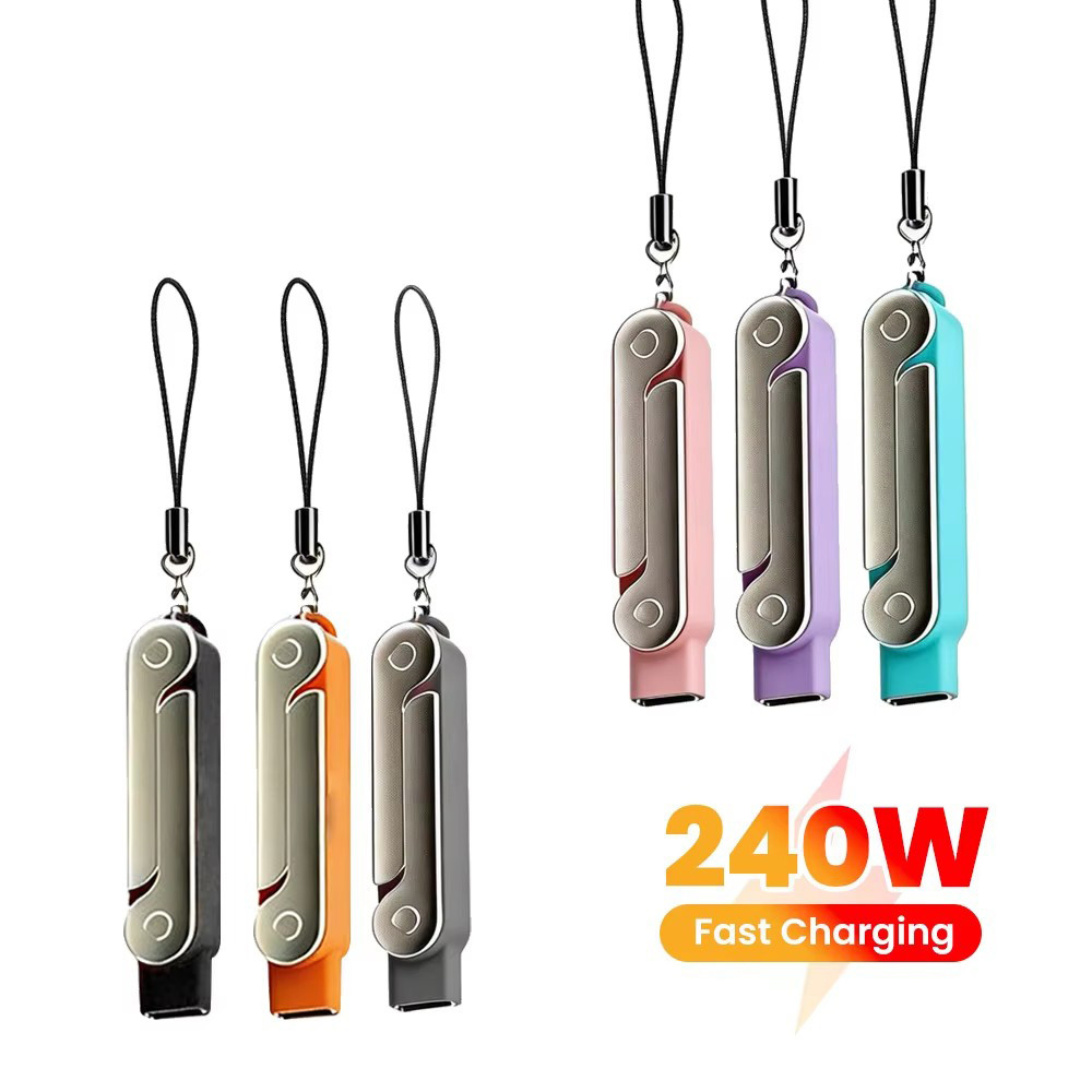 Elough แบบพกพา 240W Fast Charging Bracket อะแดปเตอร์ Type C ชายประเภท C หญิงแปลงพร้อมขาตั้งโทรศัพท์แบบพับได้