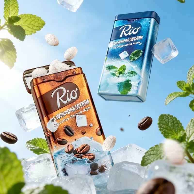 2026 สินค้าใหม่ Rio Ice Pop Coffee Candy ลูกอมมิ้นต์ปราศจากน้ําตาล ลมหายใจสดชื่น ลูกอมเย็น หลังปาร์ต