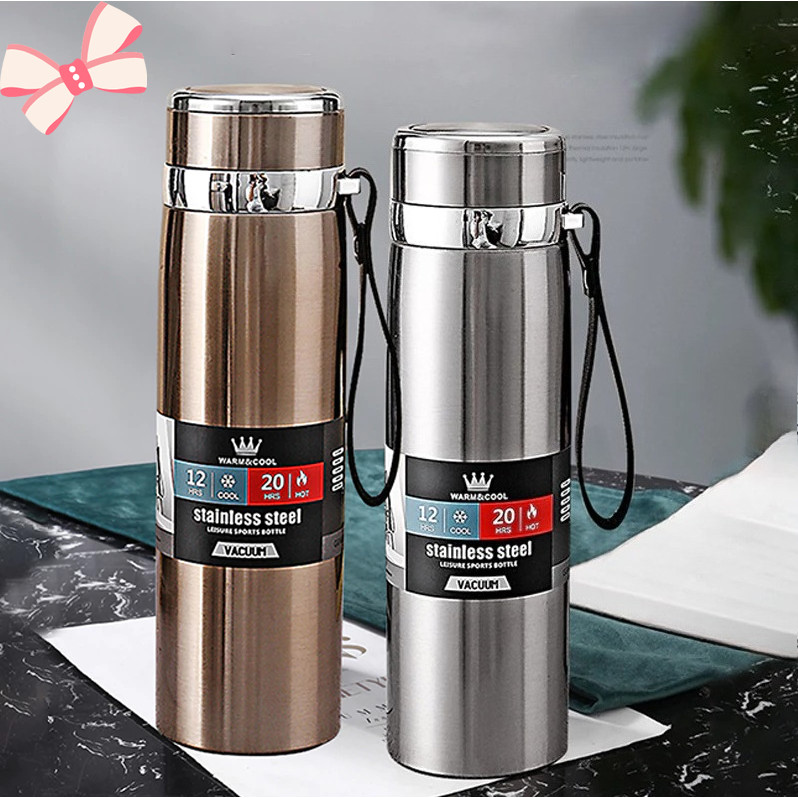 1000ml กระติกน้ําร้อนเก็บน้ําร้อนและน้ําเย็น กระติกน้ําร้อน 12 ชั่วโมง ขวดความร้อนห้องเย็นสแตนเลส ขวดน้ําสูญญากาศ RYT