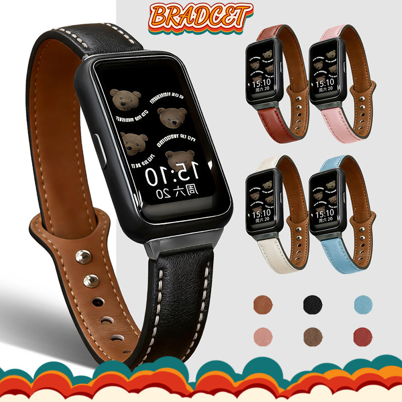 สายรัดหนังนุ่มกีฬา for Huawei Band 11 11 Pro/10 9 8 สายข้อมือเปลี่ยนใหม่ แบบโลหะ ตัวยึดคู่ตะปู สายข้อมือผู้หญิง