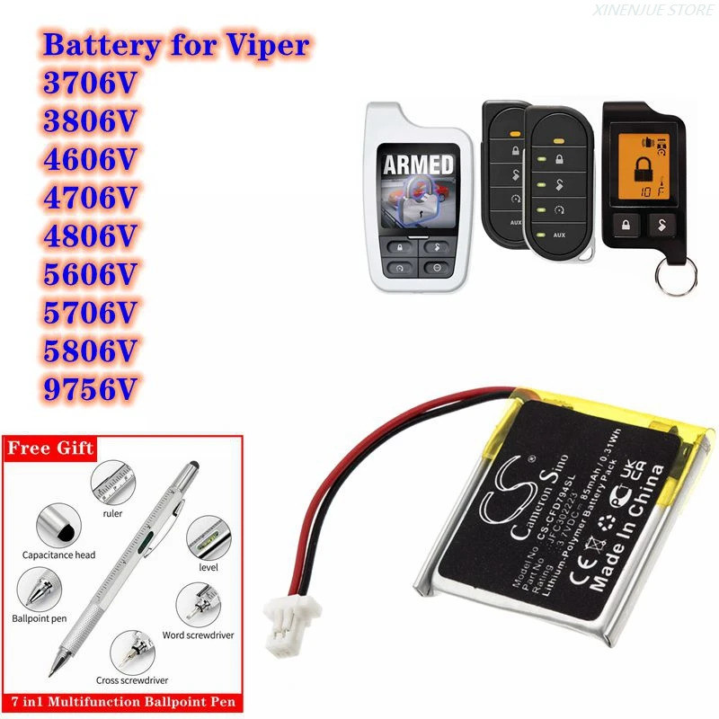 รถระยะไกล, Entry Systems แบตเตอรี่ 3.7V/85mAh สําหรับ Viper 3706V, 3806V, 4606V, 4706V, 4806V, 5606V