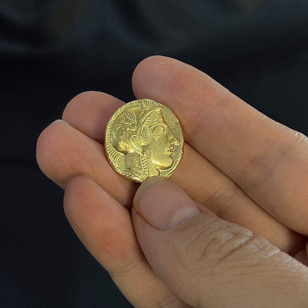 เทพธิดากรีกโบราณของภูมิปัญญา Athena และนกฮูกเหรียญโบราณสาขามะกอกเหรียญโบราณแหวนสร้อยคออุปกรณ์เสริม LYAJIE26427 4J2X