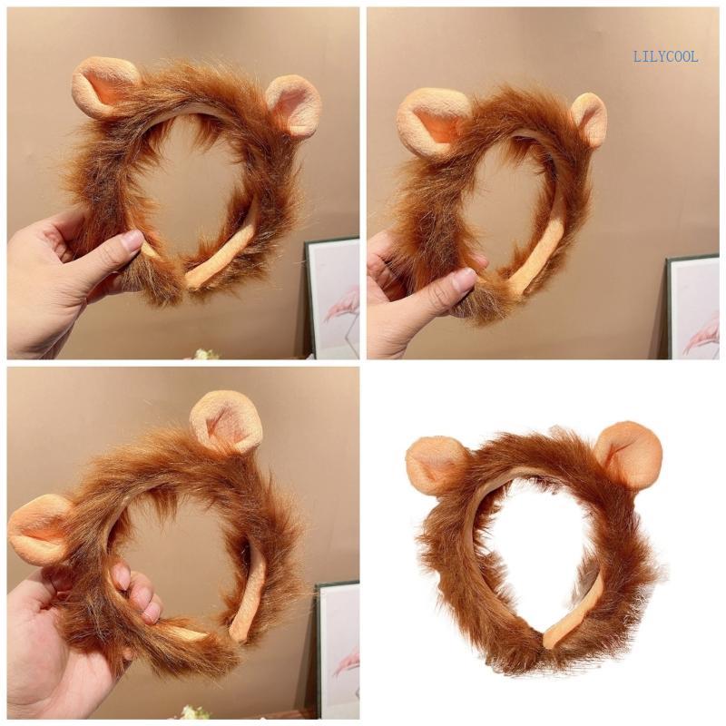 CH น่ารักตุ๊กตา Hairhoops ผู้หญิงล้างหน้าแถบคาดศีรษะวันเกิด Party Lion Ear Hairhoop