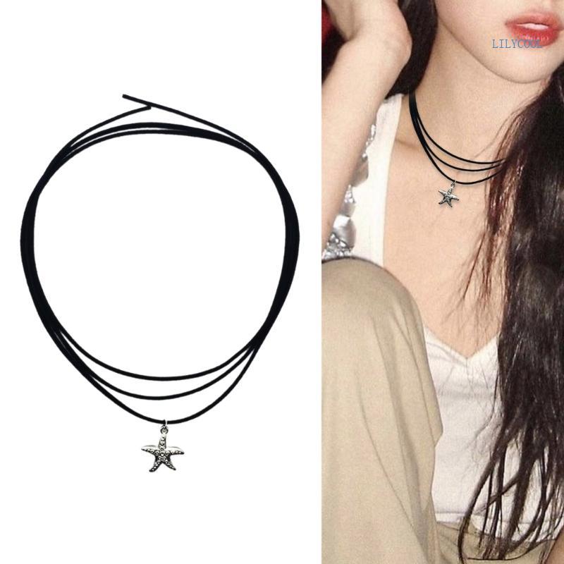 CH ปลาดาวน้ําหนักเบา Charm Clavicle สร้อยคอสบายปรับสาย Y2K Star ปลาดาวจี้สร้อยคอทุกวัน W