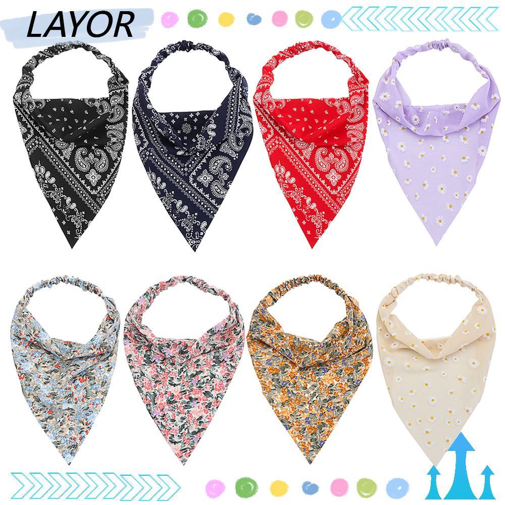 LAYOR ผ้าพันคอสําหรับผู้หญิงพิมพ์ลายดอกไม้ Head Wrap Head Bandana Head Scarf