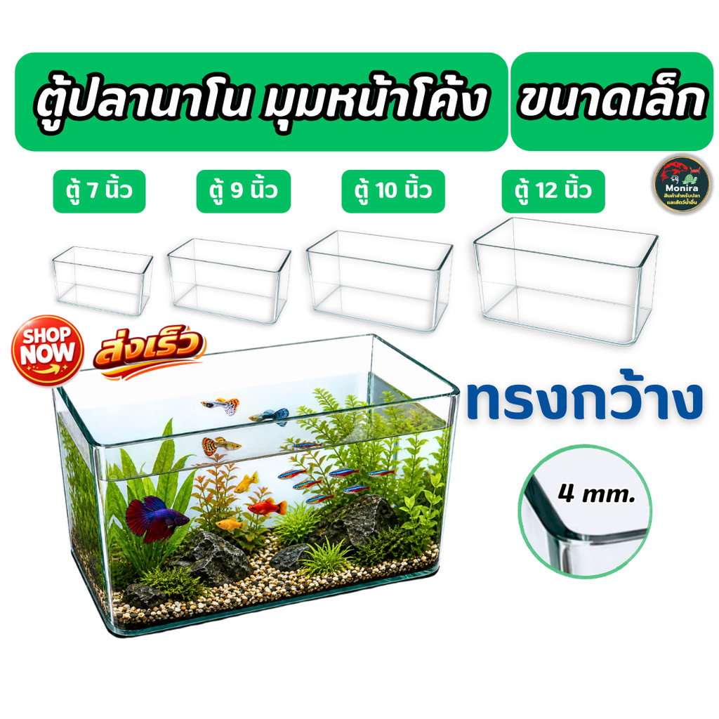 ตู้ปลานาโนกระจกหน้าโค้งขนาดเล็ก fish tank ตู้ปลาขนาดเล็ก 7-12นิ้ว