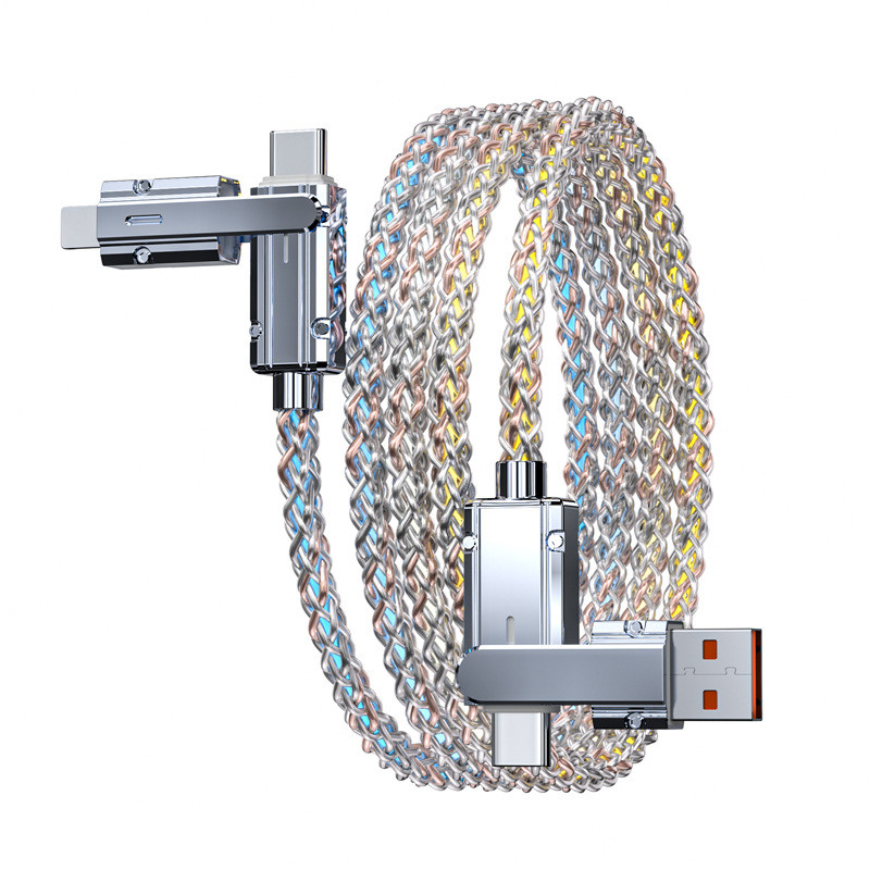 R RGB Luminous Line PD0W Two-to-two Starry Sky สีสันไล่ระดับสี Four-in-One Super Fast Charge Data Ca