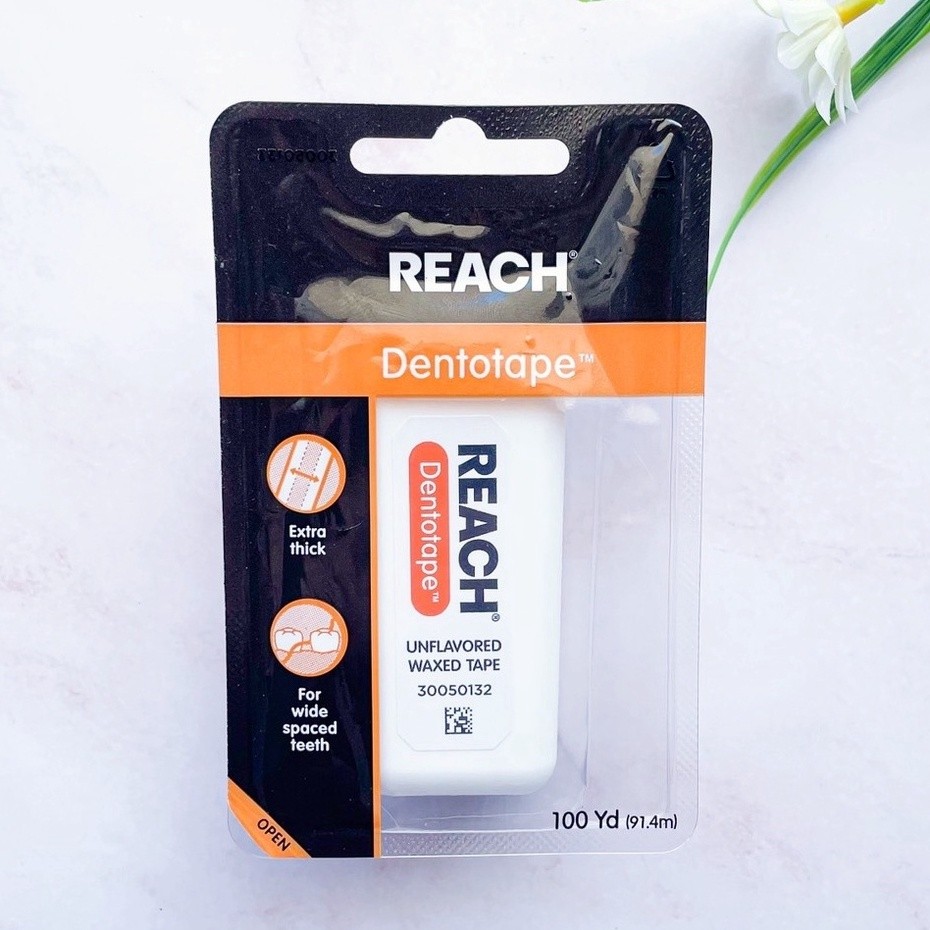 [REACH®] Dentotape Unflavored Waxed Tape 91.4 m รีช ไหมขัดฟัน เคลือบแว็กซ์