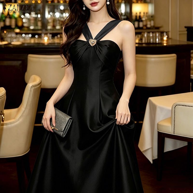 ZANZEA ชุดเดรสผ้าซาตินแขนกุดสไตล์เกาหลีสําหรับผู้หญิง — صورة 5