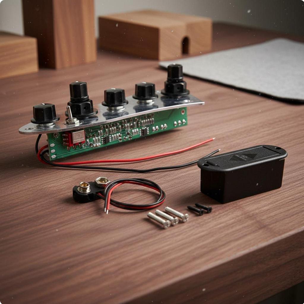 [txejgi] 5-Knob Active Bass Preamp ติดตั้งง่าย Bass Preamp แผ่นควบคุมสําหรับ Luthiers