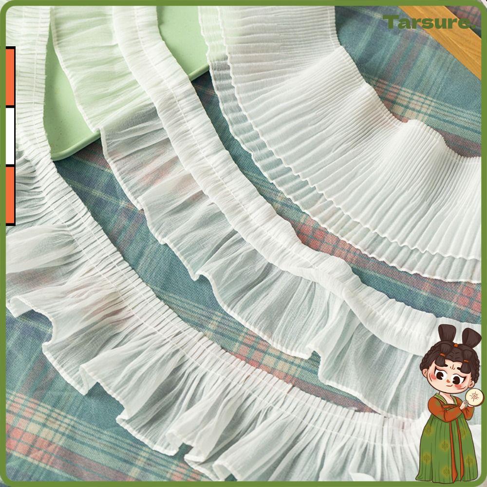 TARSURETH ชีฟองลูกไม้ Trims, ชีฟอง 2Yards Ruffled ลูกไม้ Trims, เย็บเย็บปักถักร้อยอุปกรณ์เสริมกว้าง 9-12 ซม.จีบ Lac Trims