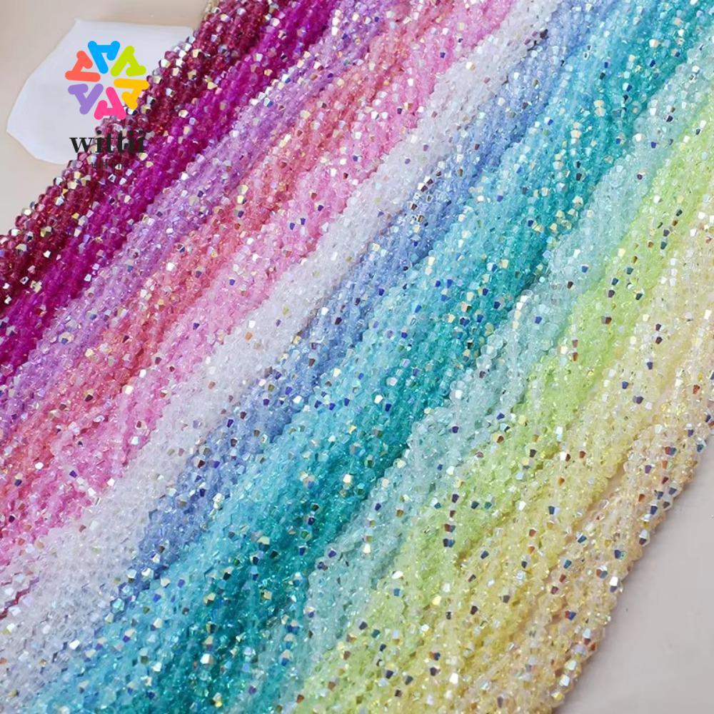 WITTII 10 ชิ้น ลูกปัด Spacer แบบหลวม ขนาด 4 มม., Bicone ลูกปัดคริสตัลออสเตรียน่าประกาย สีสันสดใส สำหรับทำเครื่องประดับ DIY