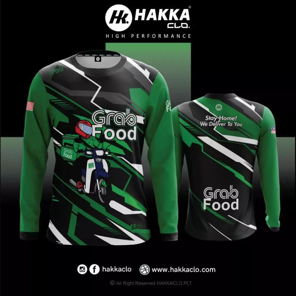 เสื้อยืดแขนยาวสําหรับ Grab Delivery Rider พิมพ์ลาย 3D ผลิตจากผ้าโพลีเอสเตอร์ย์ สไตล์โมเดิร์น