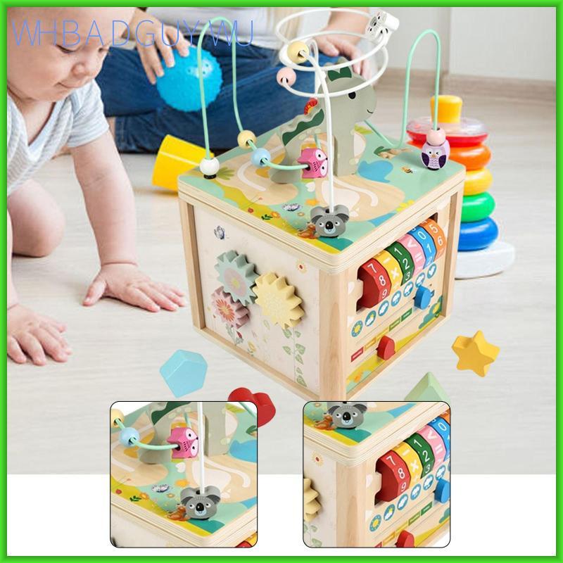 [whbadguywu] กิจกรรมไม้ Cube Shape Matching Blocks กิจกรรมสําหรับเด็ก Play Cube พร้อมสไลเดอร์