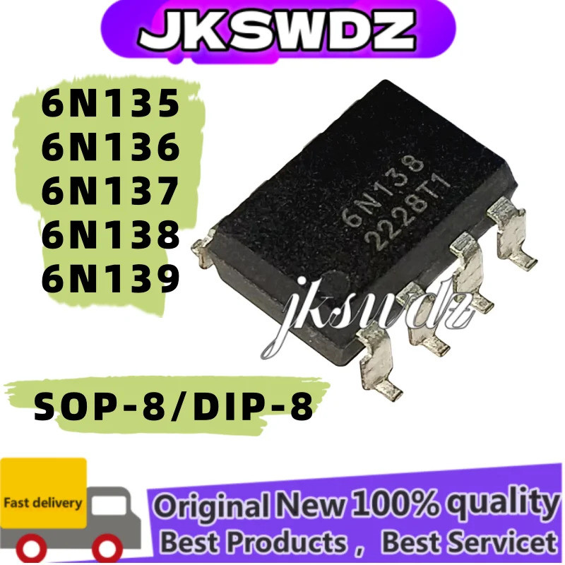 1-5PCS 6N135 6N136 6N137 6N138 6N139 DIP-8 6N135S 6N136S 6N137S 6N138S 6N139S SOP-8 ชิป ic ในสต็อก