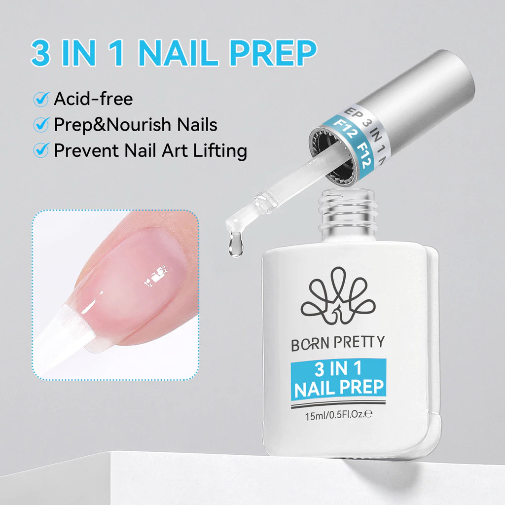 【Local】BORN PRETTY 3 IN 1 เล็บ Prep Dehydrator และ Primer บํารุงปกป้องเล็บ Long-Lasting Nail Care เจลโปแลนด์ไม่จําเป็นต้อง UV LED โคมไฟ 15ml