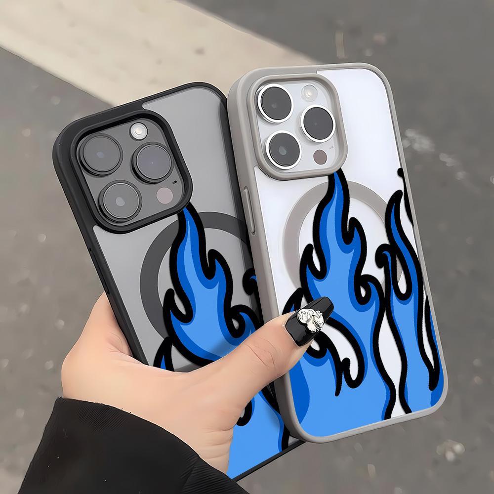 Fire Magnetic เคส For Samsung A57 A56 A15 A55 A17 A07 A06 A16 A37 A54 A36 A35 A25 A26 เคสแม่เหล็กพลาสติกใส