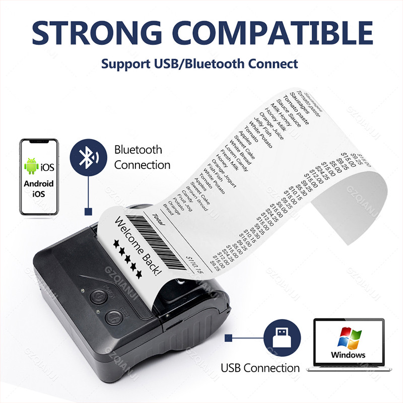 [ ขายตรงจากโรงงาน]เครื่องพิมพ์ใบเสร็จแบบพกพา 80mm Receipt Thermal Printer Loyverse POS