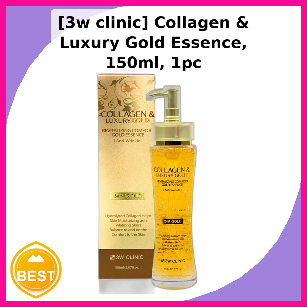 3W CLINIC [คลินิก 3w] Collagen & Luxury Gold Essence, 150ml, 1pc / Korean Essence / Radiant Glow / ข
