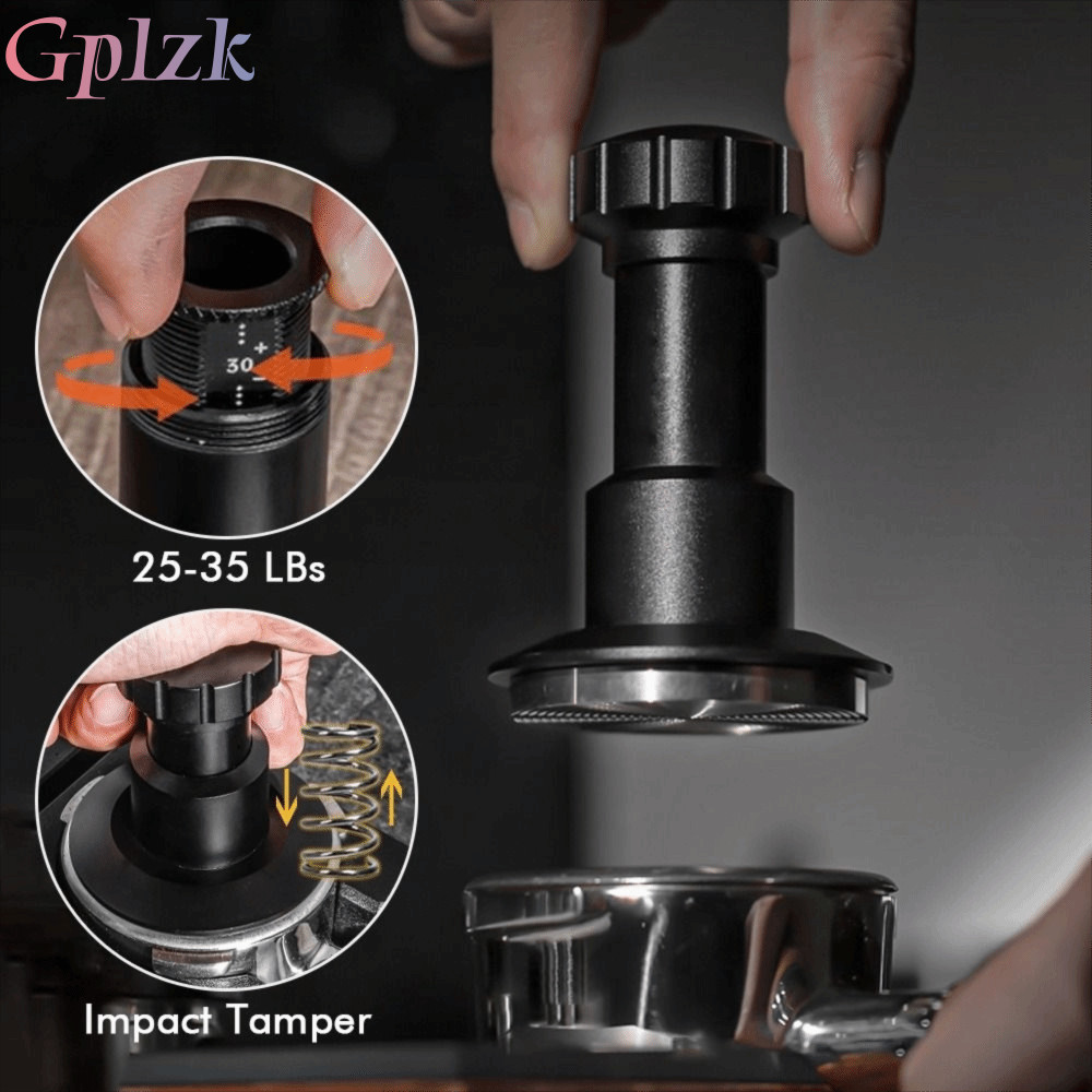GPLZK กาแฟ Impact Tamper, Ripple ฐานปรับฤดูใบไม้ผลิโหลดกาแฟ Tamper, สแตนเลสแรงดันคงที่ 58.35 มม.53 มม.51 มม.Espresso Tamper