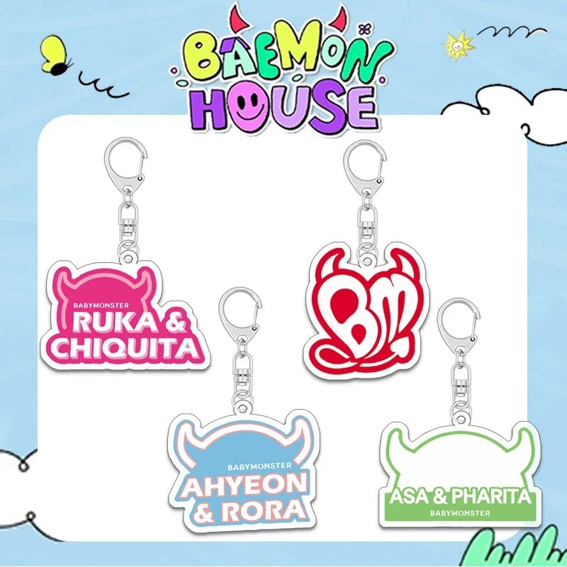 BABYMONSTER Baemon House micha พวงกุญแจอะคริลิคพิมพ์ Ahyeon Ruka Chiquita Asa Pharita Rami Rora Kpop