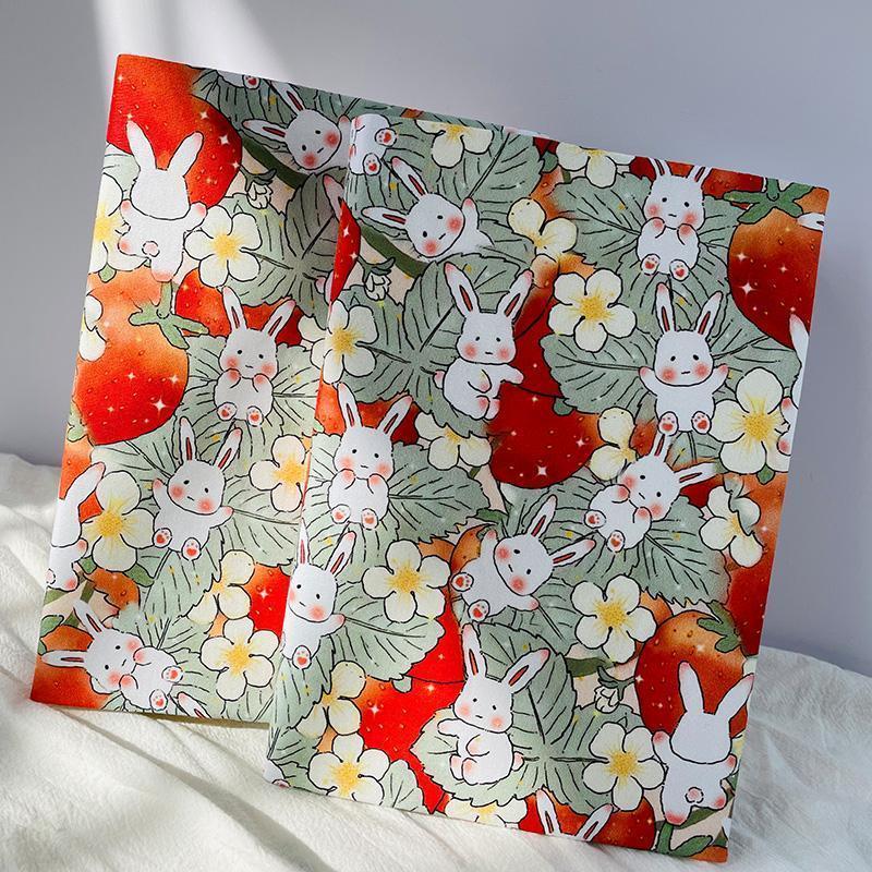 水星 大草莓兔子布艺书衣A5手帐书衣A6余白weeks书皮B6定制保护套Creative Gift Book Covers with Fabric Lining