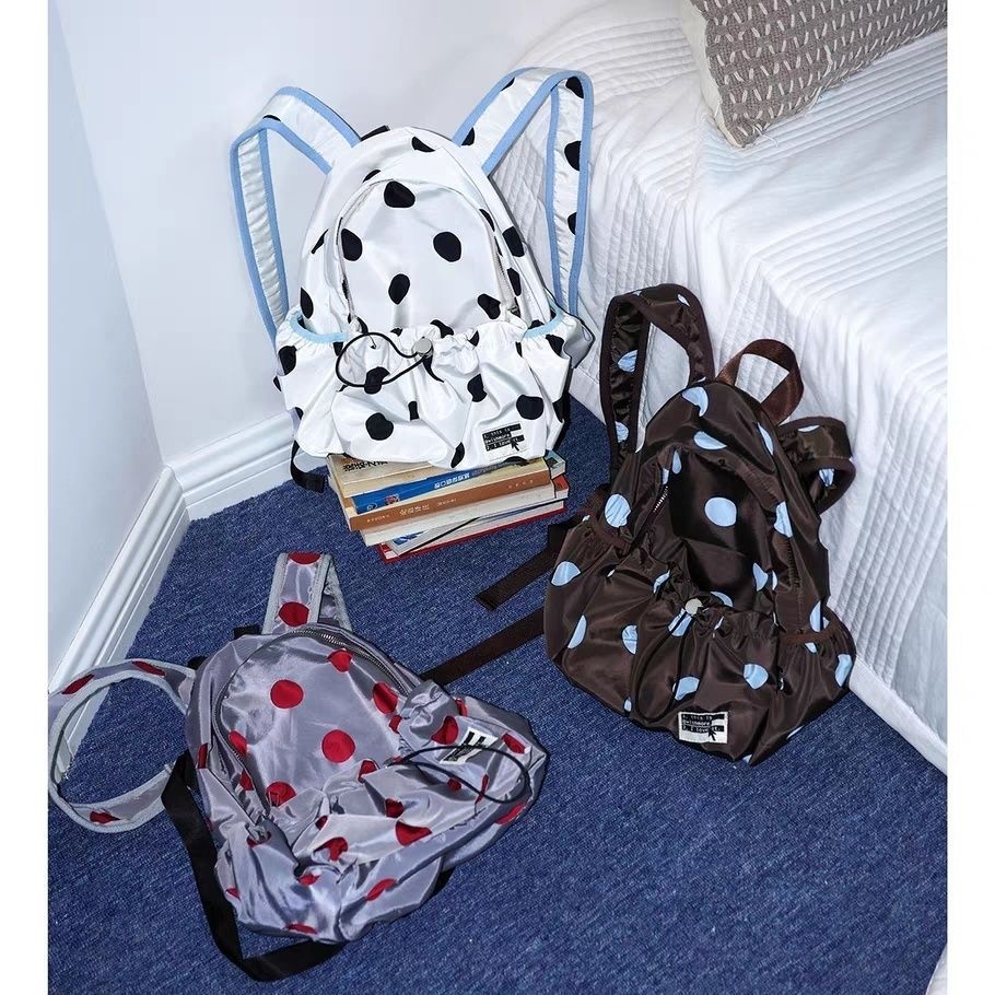 กระเป๋าเป้สะพายหลัง Polka Dot อเนกประสงค์ น้ำหนักเบา สำหรับนักเรียน