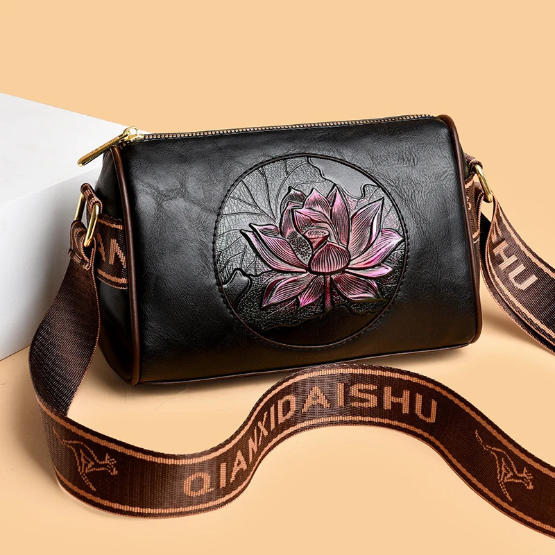Casual Women's Handbags Soft Leather Shoulder Crossbody Bags for Women 2024 New Fashion Printed Ladi