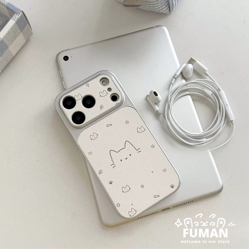 Simple Catเคสโทรศัพท์สําหรับOPPO Reno 15C 15F 15 Pro Max Mini 14F 14 13F 13 12F 12 FS 11F 11 10 9 Pro Plus 5G 4G PUปกหนังInsสไตล์น่ารักKittyกันกระแทกปลอกนุ่ม