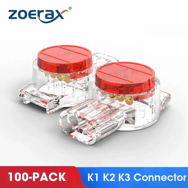 ZoeRax 100PCS K1 K2 K3 Connector ลวด Splice Connector RJ45 RJ11 สายไฟ Ethernet โทรศัพท์สาย UY2 เครือ