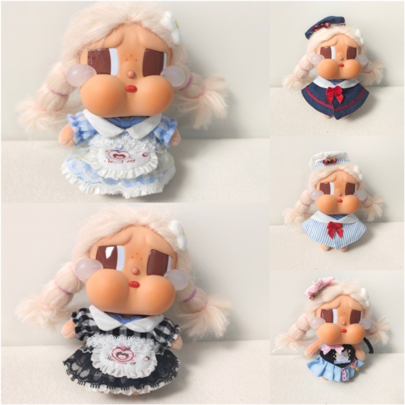 CRYBABY Crying Baby Clothes Set 15cm Doll Navy Shawl Bib