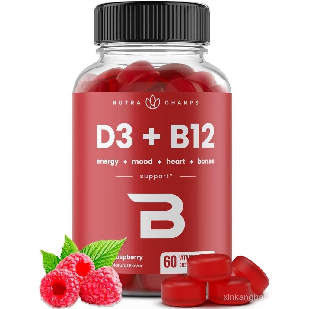 NutraChamps D3 & B12 Methyl B12 สําหรับผู้ใหญ่และปรับปรุงด้วย D 3 & B9 Folate Energy Mood Metabol & 