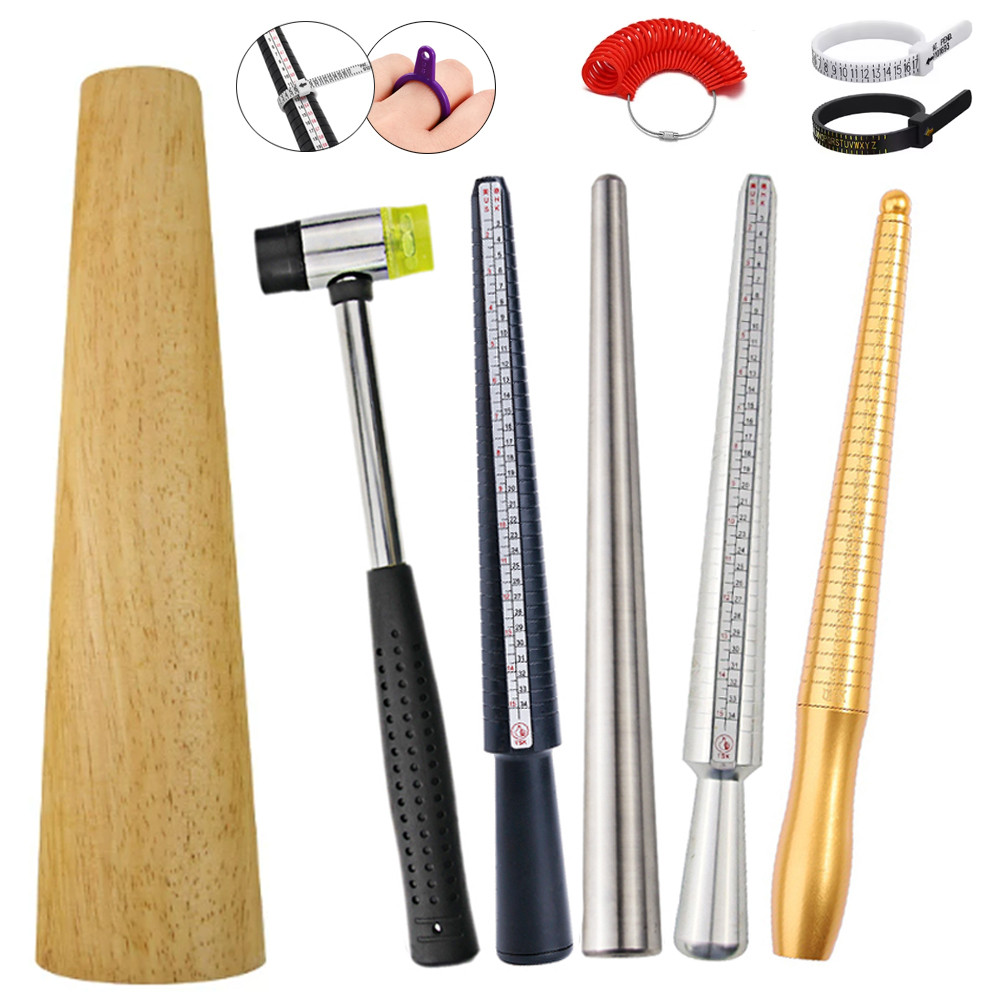 Jewelry Ringg Sizing Kit: 5-Piece Mandrel Set with UK/US Size Charts for DIY Ringg Making Tools