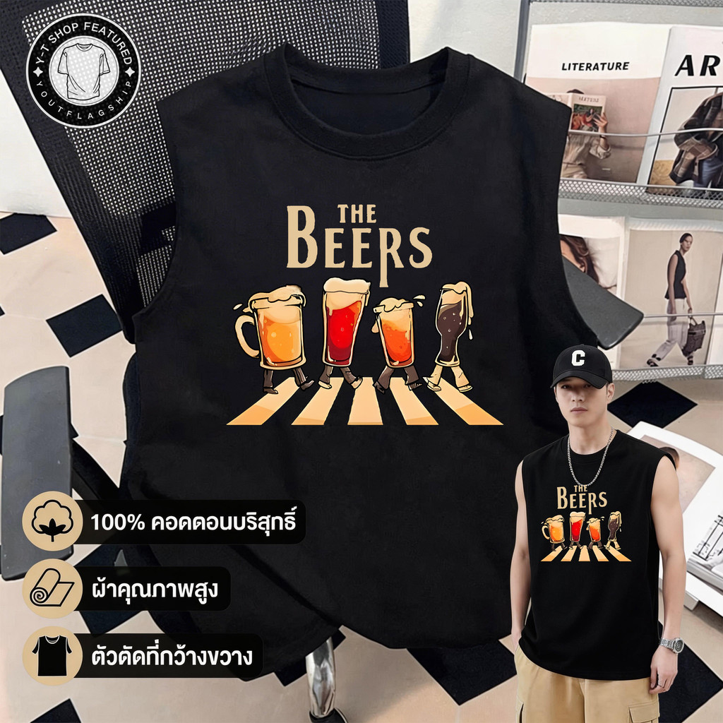 Y-T🧸เสื้อแฟชั่น เสื้อยืด oversize ผ้าฝ้าย100% แนวสตรีท ไม่ต้องรีดผ้า สวมใส่สบาย ผ้านิ่ม ลาย "THE BEERS Wine bottles"
