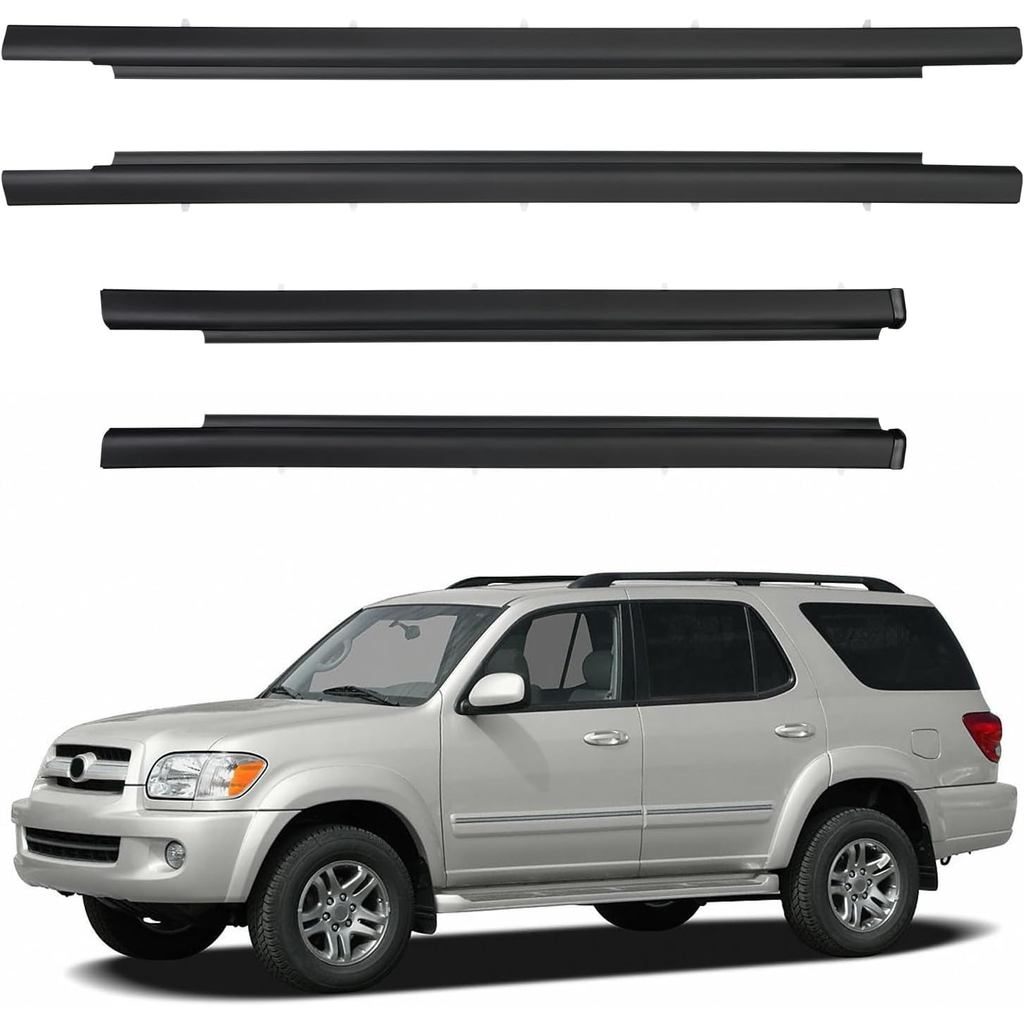 4 ชิ้นด้านหน้าและด้านหลังหน้าต่าง Weatherstrip ใช้งานร่วมกับ Toyota Sequoia 2001-2007, Complete Moul