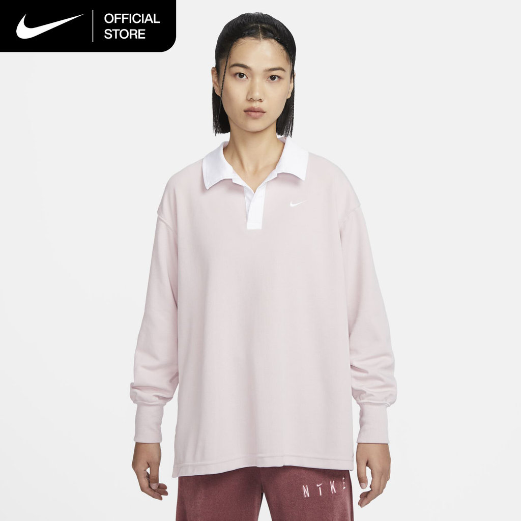 Nike Women's Sportswear Essential Oversized Long-Sleeve Polo - Platinum Violet [FB8721-019]
