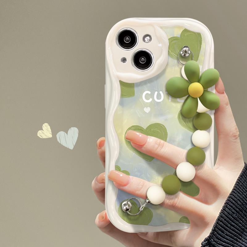 เหมาะสําหรับ Apple 14proma เคสโทรศัพท์ iPone13 คู่ซิลิโคน 15/16 สีเขียว Love Chain 17 หญิง Readystoc