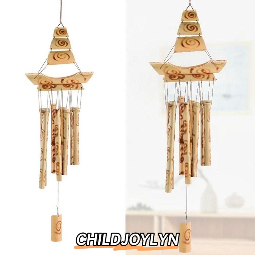 CHILDJOYLYN กระดิ่งลมไม้ไผ่, กระดิ่งจี้ไม้ไผ่แขวนผนัง กระดิ่งลม, เครื่องประดับแขวนย้อนยุคสร้างสรรค์กระดิ่งลมบ้านสวน