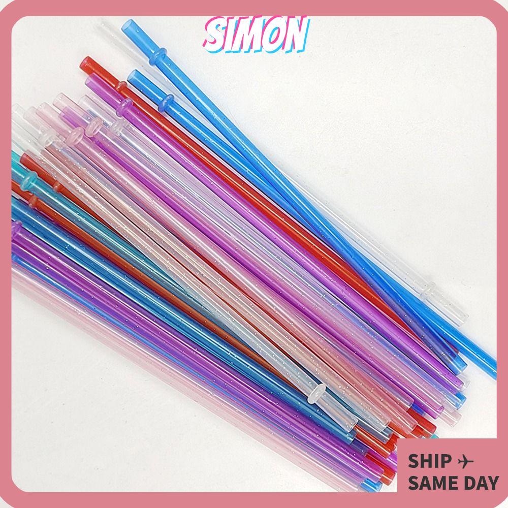 SIMON 1PC Glitter Straw, นํากลับมาใช้ใหม่รถ Travel Cup Straw ผงทองหลอดพลาสติก, ถ้วยอุปกรณ์เสริมพร้อม