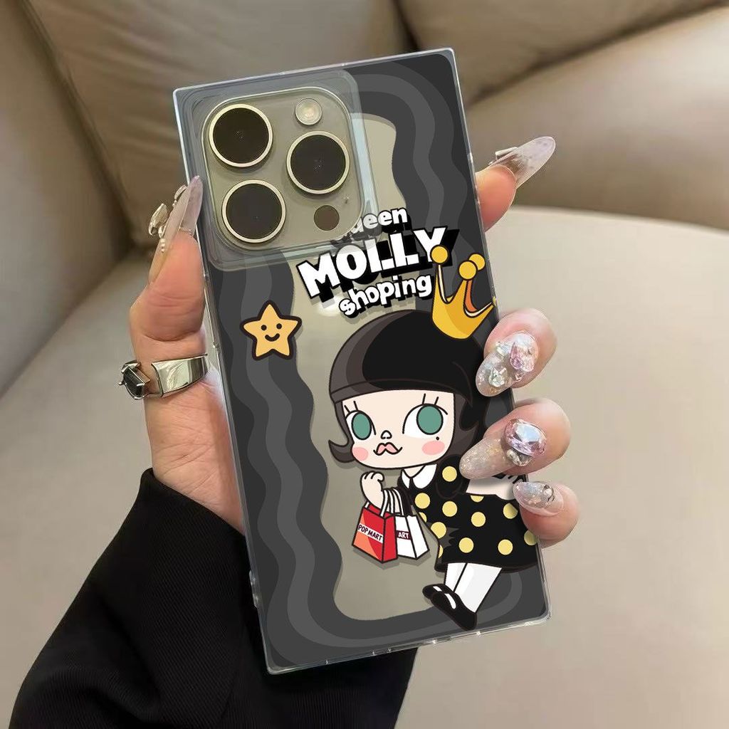 เคสโทรศัพท์ทรงสี่เหลี่ยมเหมาะสําหรับiPhone 11 12 13 14 15 16 17 pro max Crown Girl Niche TPUกันกระแทก