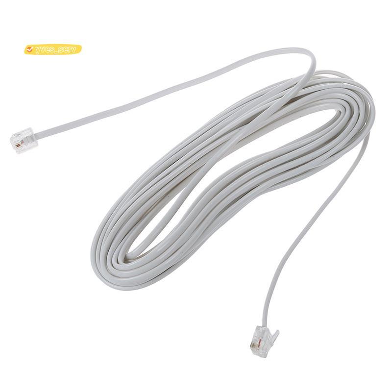 yves_service 9M 30ft RJ11 6P2C Modular โทรศัพท์สายโทรศัพท์ลวดสีขาว