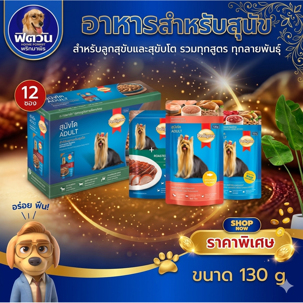 [ x12 ซอง ] อาหารสุนัขซอง  SmartHeart ขนาด 130 กรัม {อาหารเปียกสุนัข}