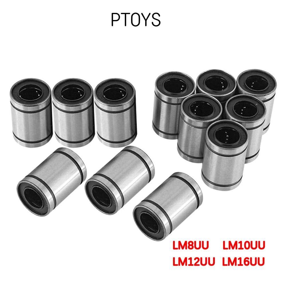 PTOYS Bushing เหล็กชุบนิกเกิลสําหรับเครื่องพิมพ์ CNC Part LM8UU LM10UU LM12UU LM16UU