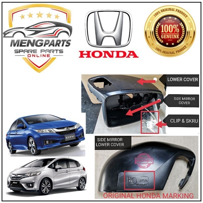 HONDA JAZZ T5A 2014 CITY T9A 2014 ด้านข้างกระจกมองข้างฝาครอบกระจกมองข้างฝาครอบ CERMIN ฝาครอบ 76205-T