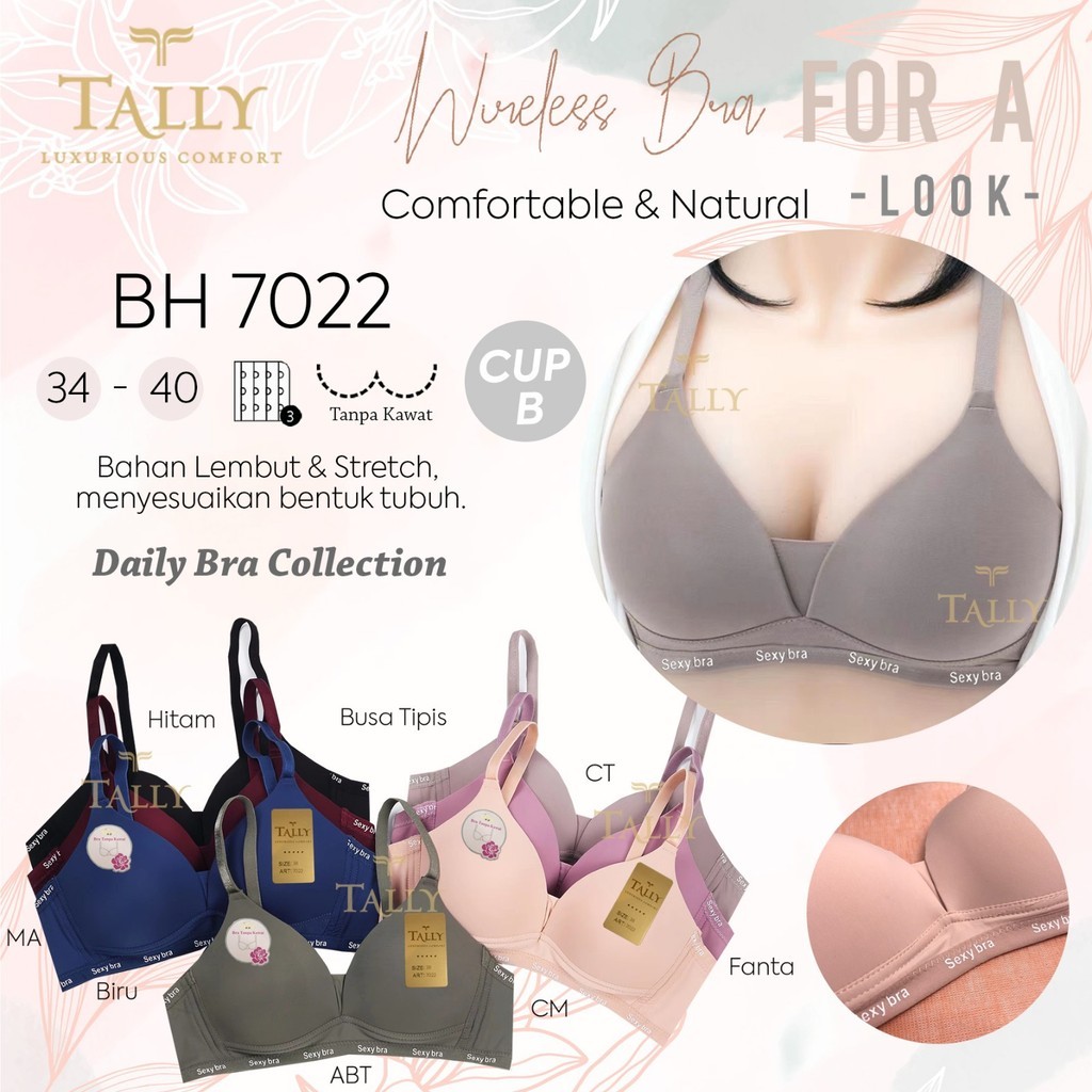 KATUN TALLY BRA BH 7022 I FINE COTTON MATERIAL I SIZE 34 – 40 I CUP BI 3/4 CUP I THIN FOAM I ไร้สาย 